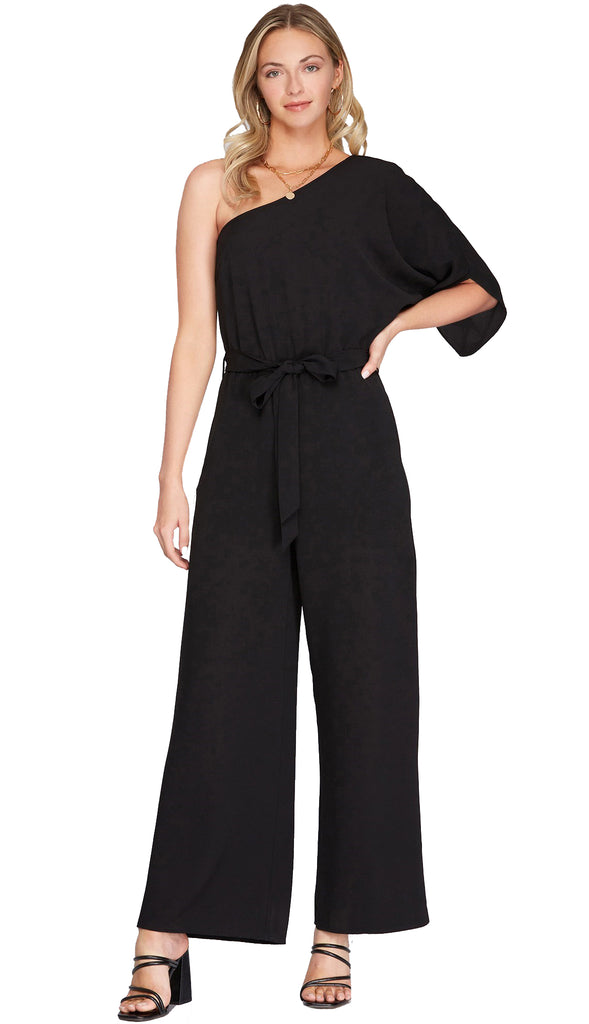Julia One Shoulder Jumpsuit- Black