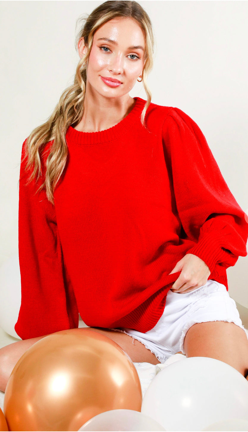 Cut Out Back Sweater- Red