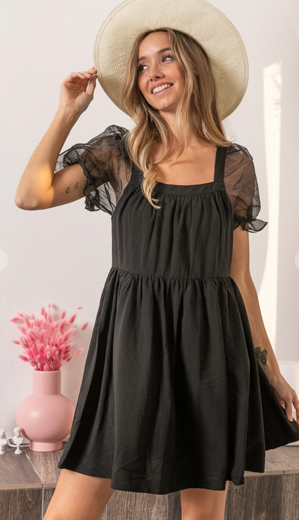 Darkest Hour Organza Sleeve Dress- Black