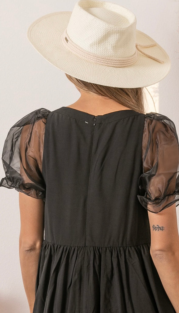 Darkest Hour Organza Sleeve Dress- Black