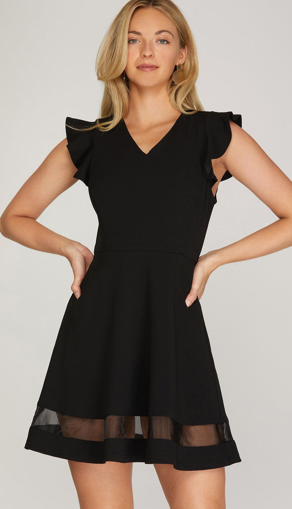 Take It From Me Organza Hem Dress- Black