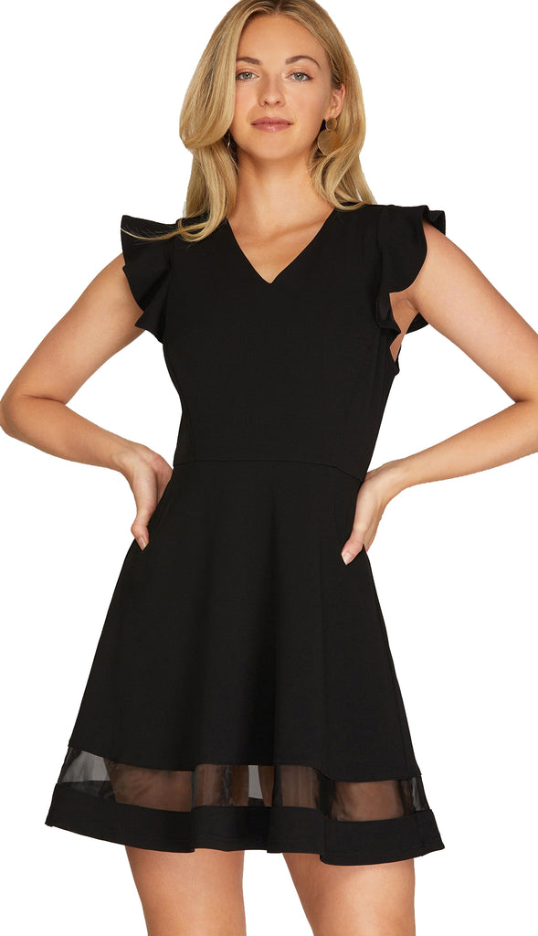 Take It From Me Organza Hem Dress- Black