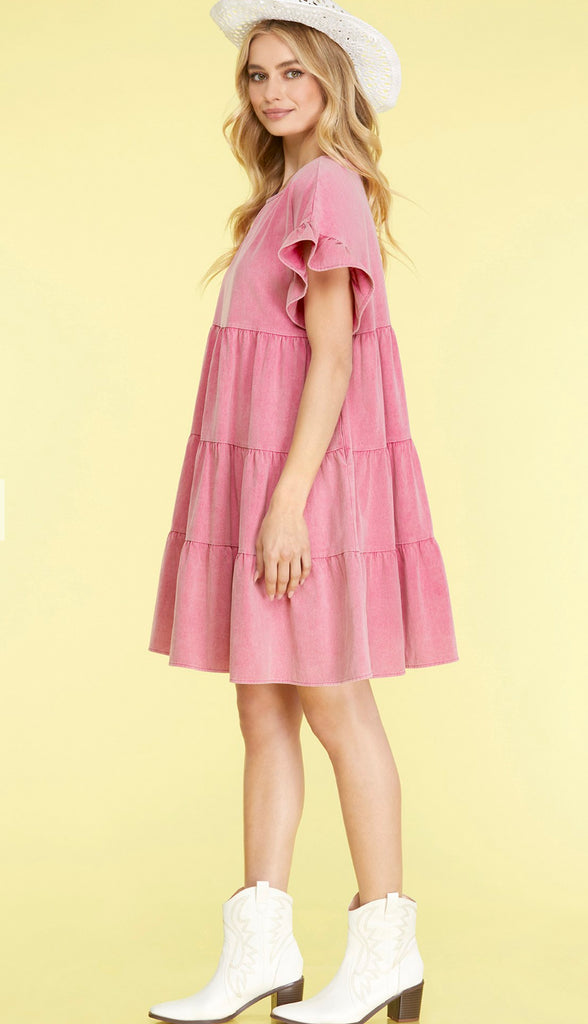 Go With The Flow Tiered Dress- Blue