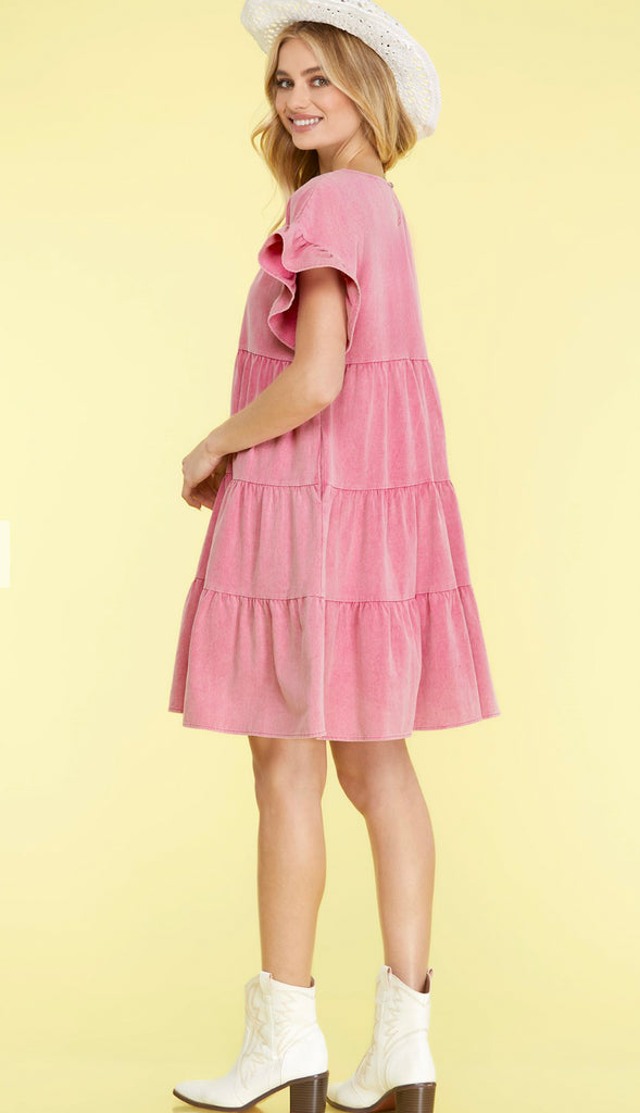 Go With The Flow Tiered Dress- Blue