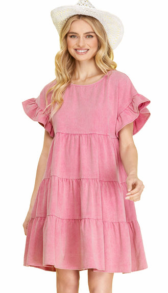 Go With The Flow Tiered Dress- Pink