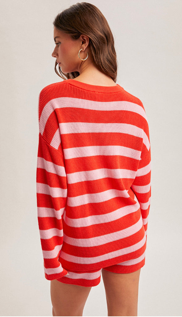 Be Mine Oversized Sweater- Red/Pink