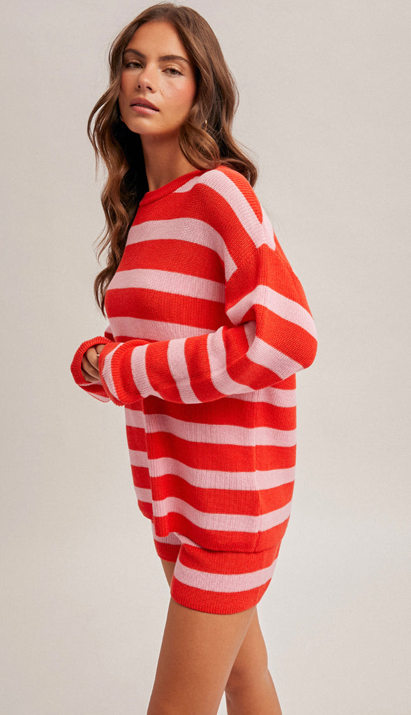 Be Mine Oversized Sweater- Red/Pink