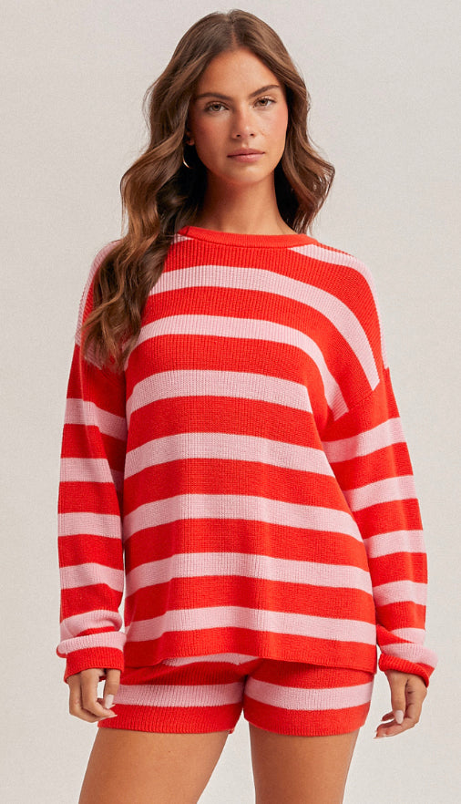 Be Mine Oversized Sweater- Red/Pink