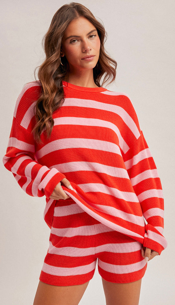 Be Mine Oversized Sweater- Red/Pink