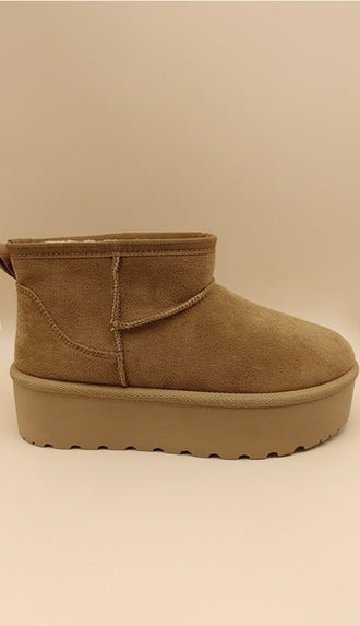 Chunky Platform Ugg Dupe Ankle Boots- Camel