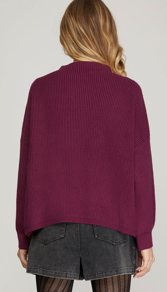 Danielle Front Pocket Sweater- Plum