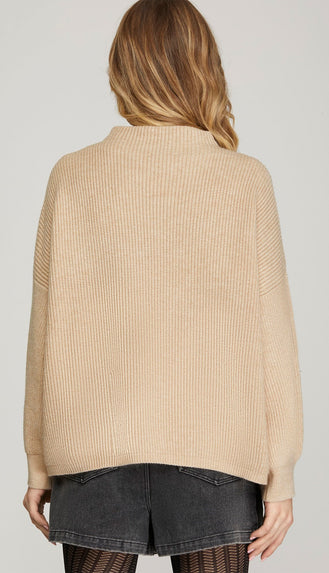 Danielle Front Pocket Sweater- Lt. Taupe