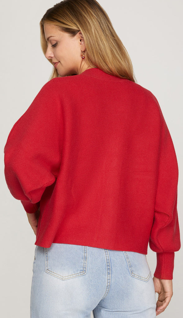 A Bow On It Sweater Cardigan- Red