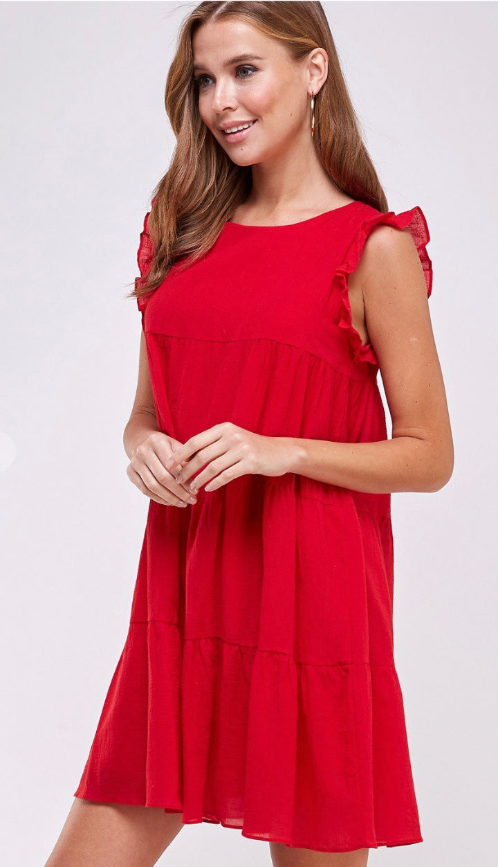 Red Lip Ready Dress- Red