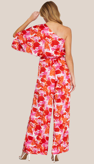Bahama Mama One Shoulder Jumpsuit- Red