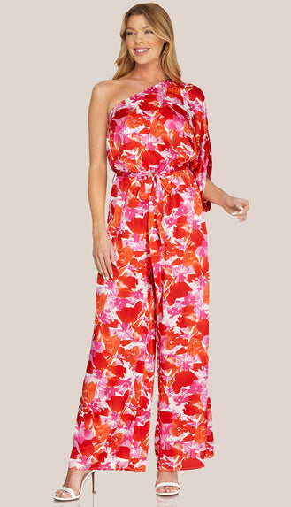 Bahama Mama One Shoulder Jumpsuit- Red