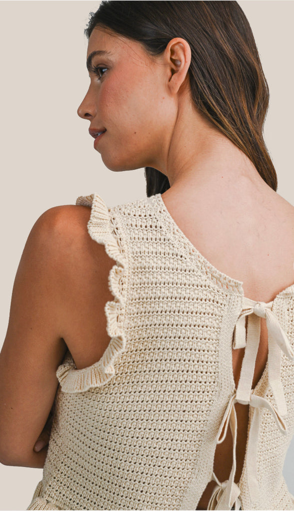 It's Reversible Self Tie Knit Top- Taupe