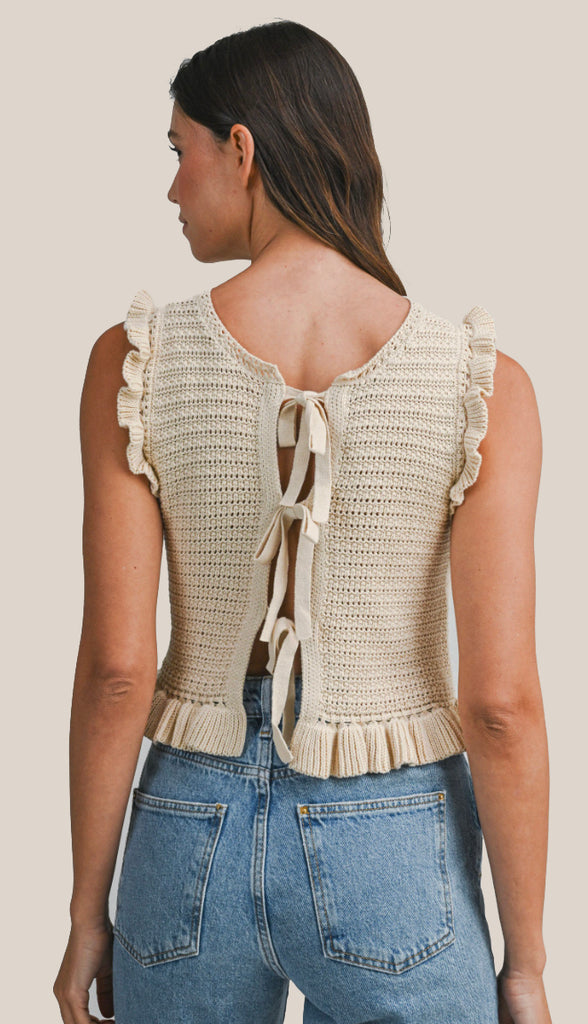 It's Reversible Self Tie Knit Top- Taupe