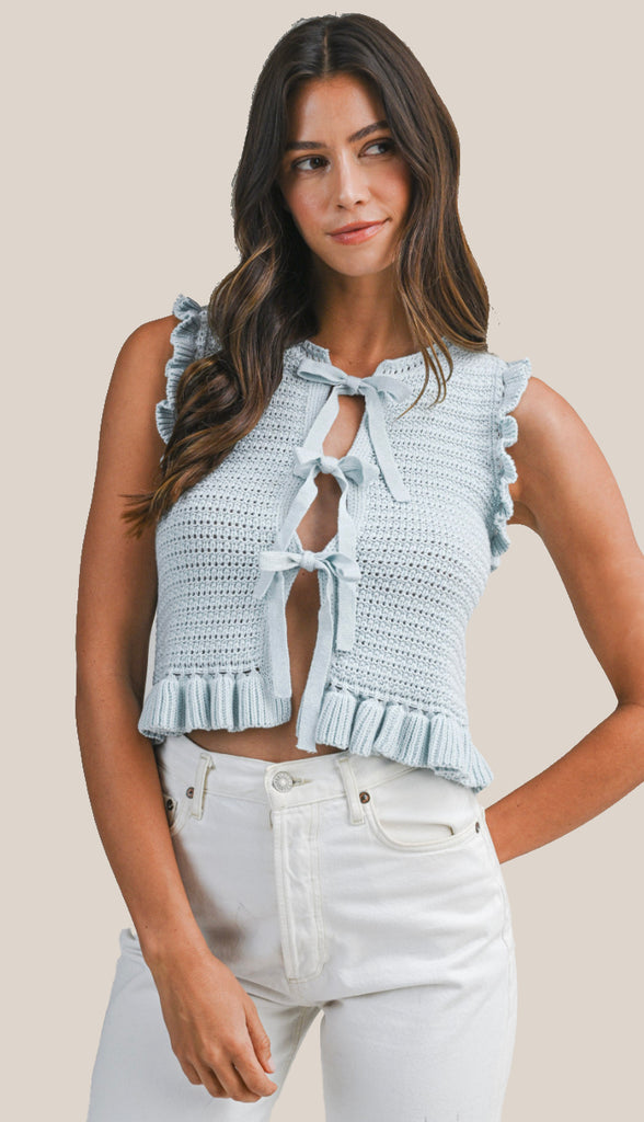 It's Reversible Self Tie Knit Top- Taupe