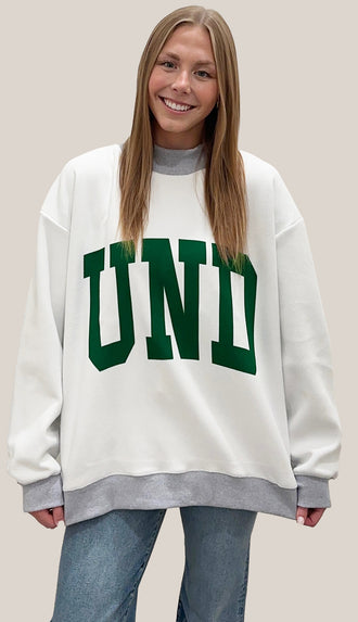 UND Hawks Reversible Mock Neck Sweatshirt- Gray/White