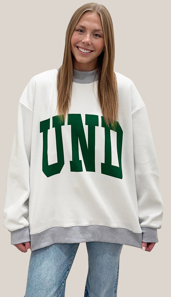 UND Hawks Reversible Mock Neck Sweatshirt- Gray/White