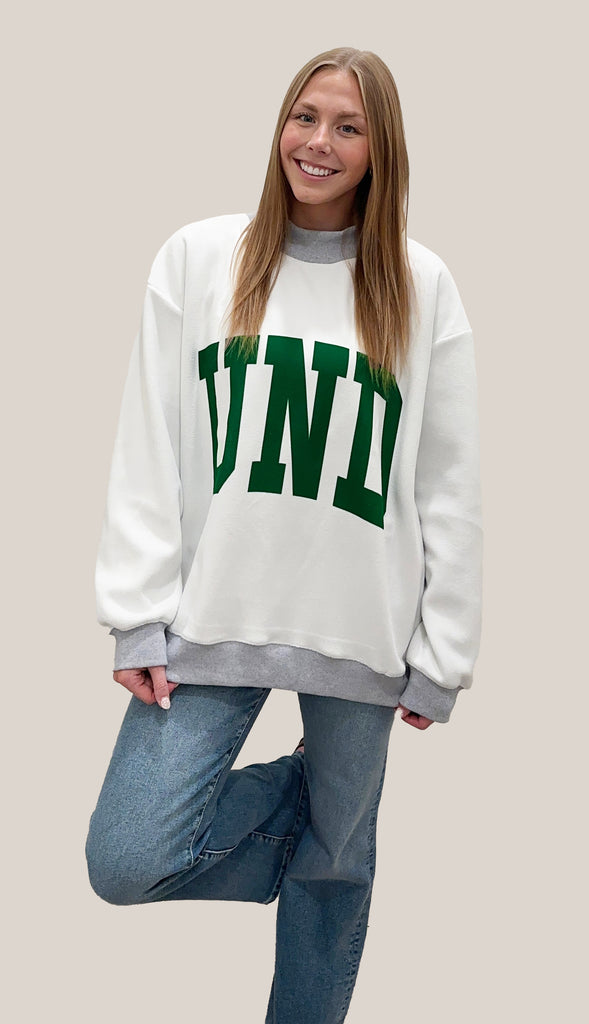 UND Hawks Reversible Mock Neck Sweatshirt- Gray/White