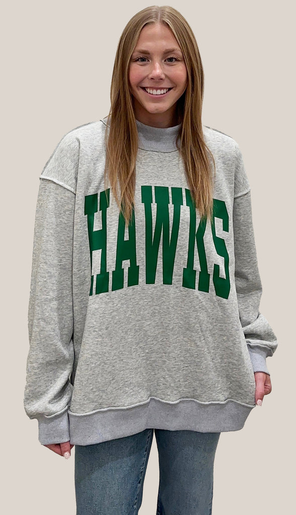 UND Hawks Reversible Mock Neck Sweatshirt- Gray/White