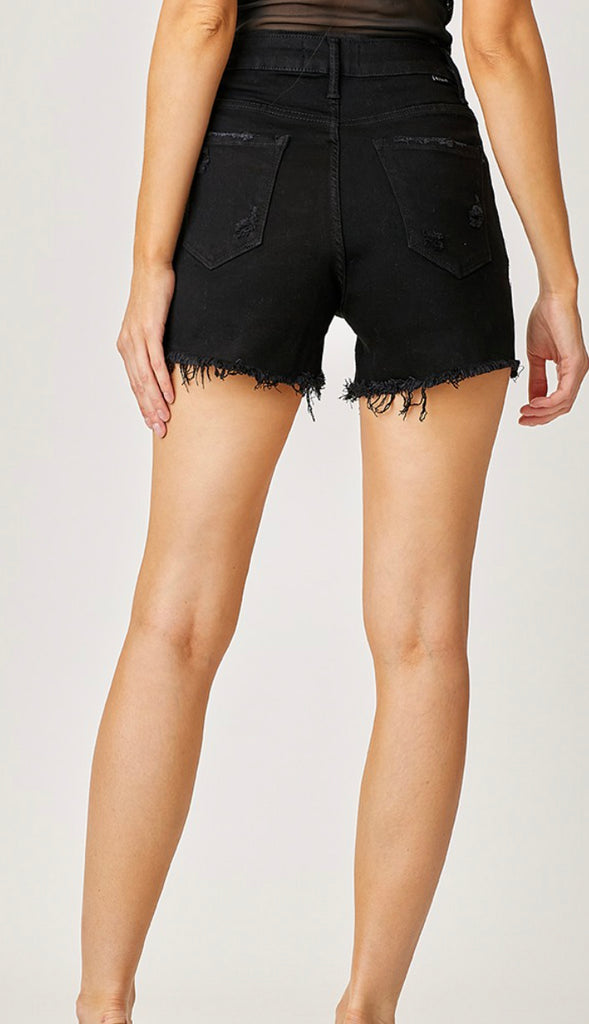 Country Chic High Rise Rhinestone Shorts- Black
