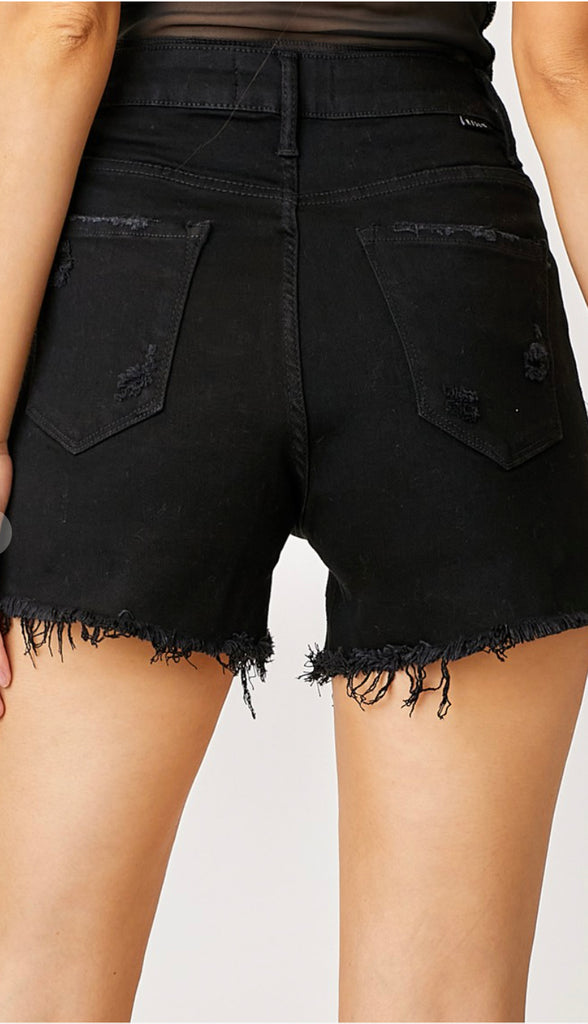 Country Chic High Rise Rhinestone Shorts- Black