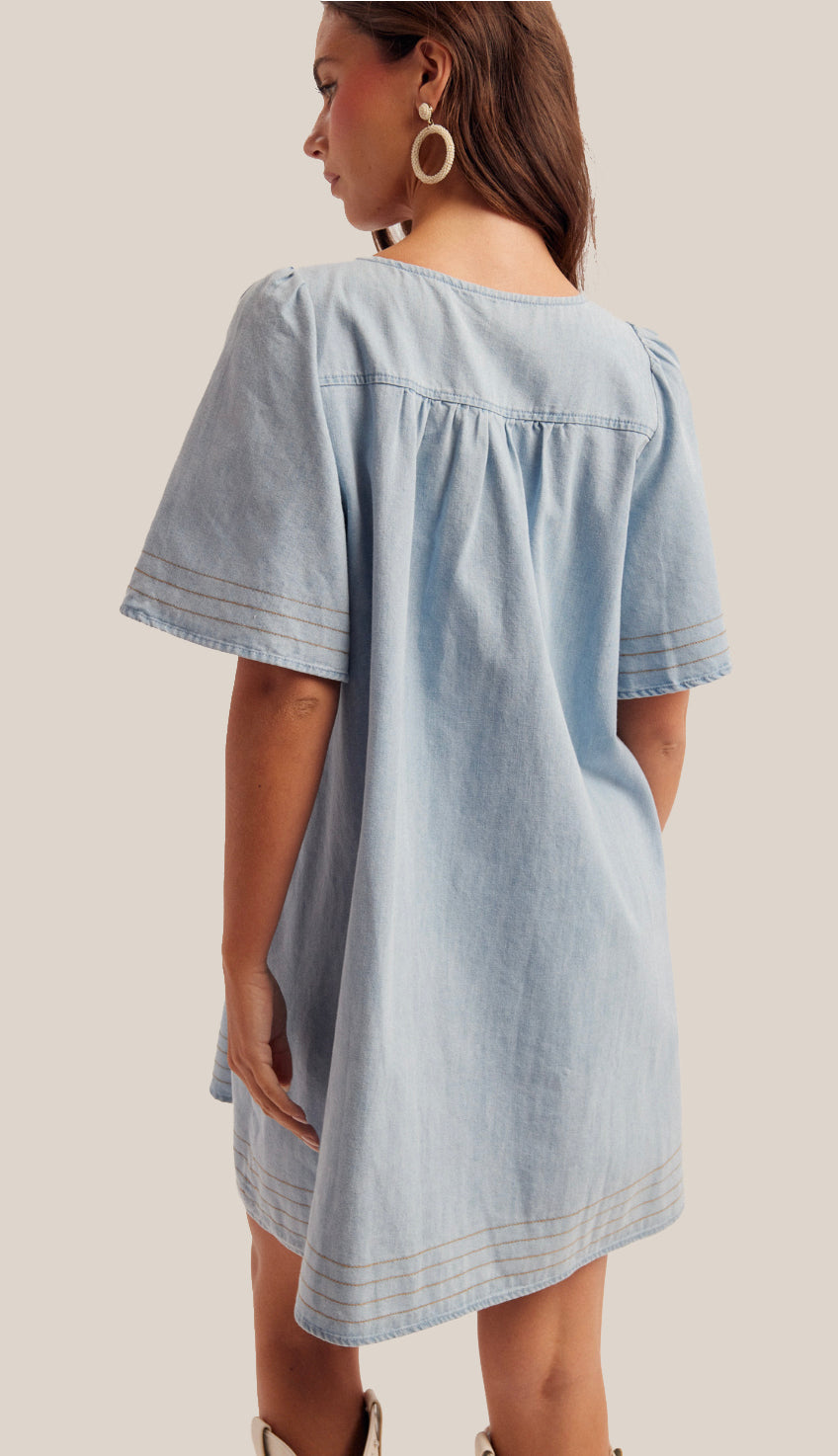 elle denim dress Pink Denim Halter Mini Dress