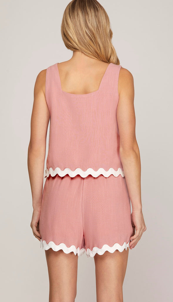 Ric Rac Scallop Edge Tank- Pink