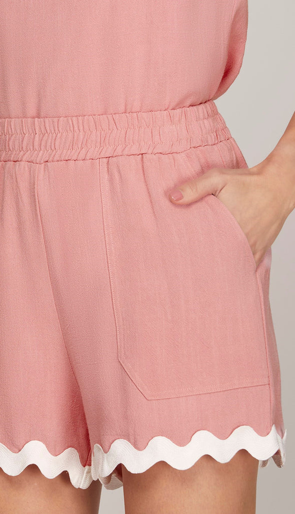 Ric Rac Scallop Edge Tank- Pink