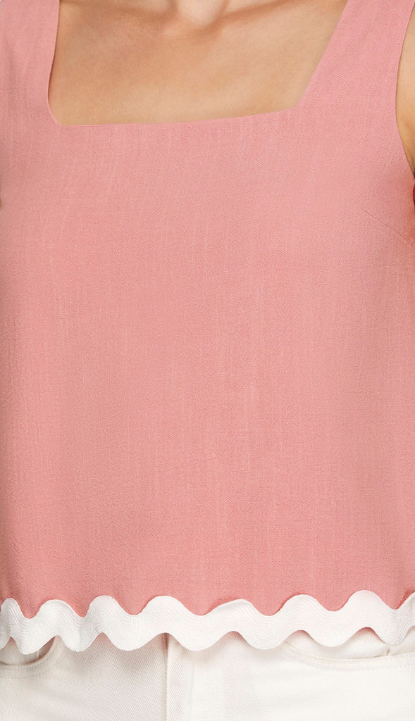 Ric Rac Scallop Edge Tank- Pink