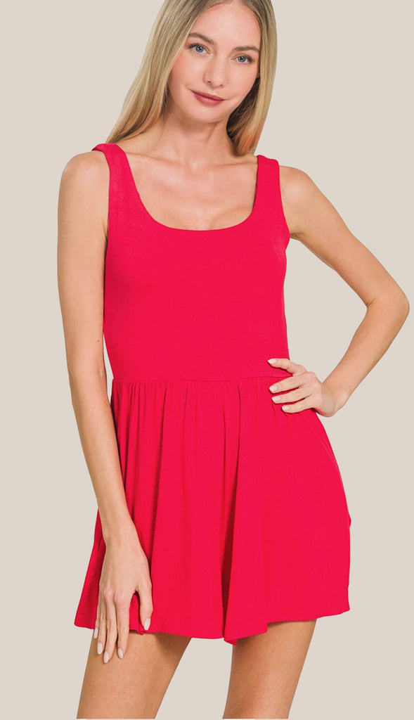 Sophie Double Layered Tank Romper- Ash Jade