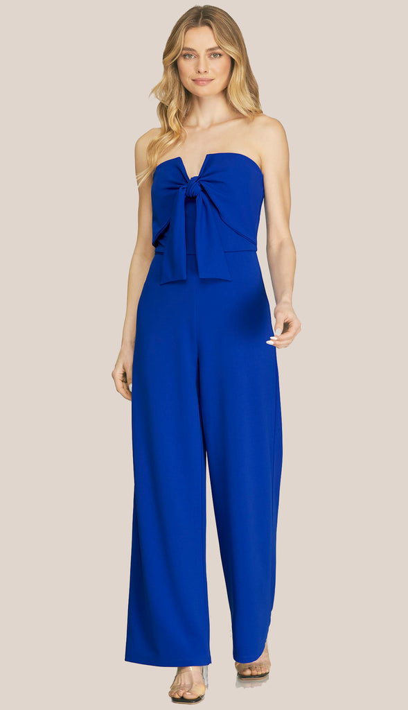 Opal Front Knot Jumpsuit- Royal Blue