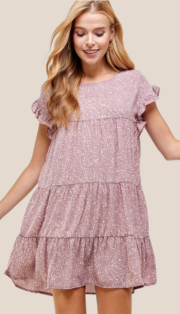 Cassidy Ruffle Tiered Dress- Olive