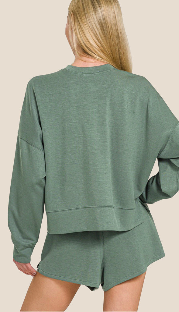 Scuba Sweatshirt And Shorts Set- Bright Mauve