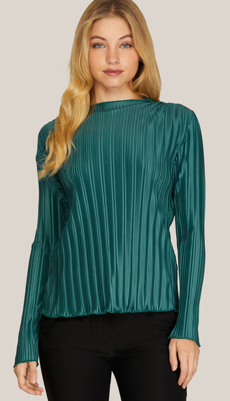 Fancy Like Pleated Top- Sea Green
