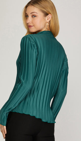 Fancy Like Pleated Top- Sea Green