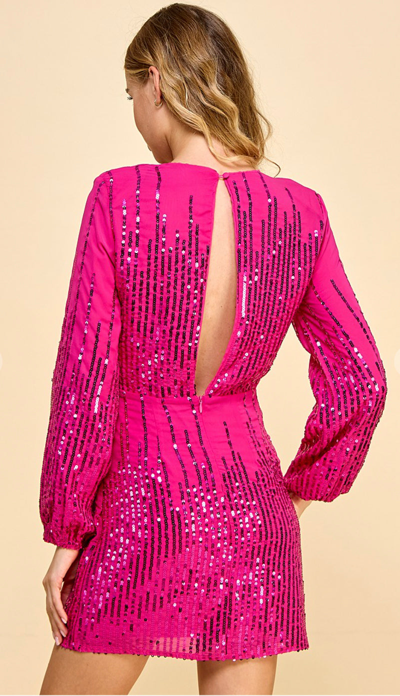 Night To Remember Sequin Dress- Pink