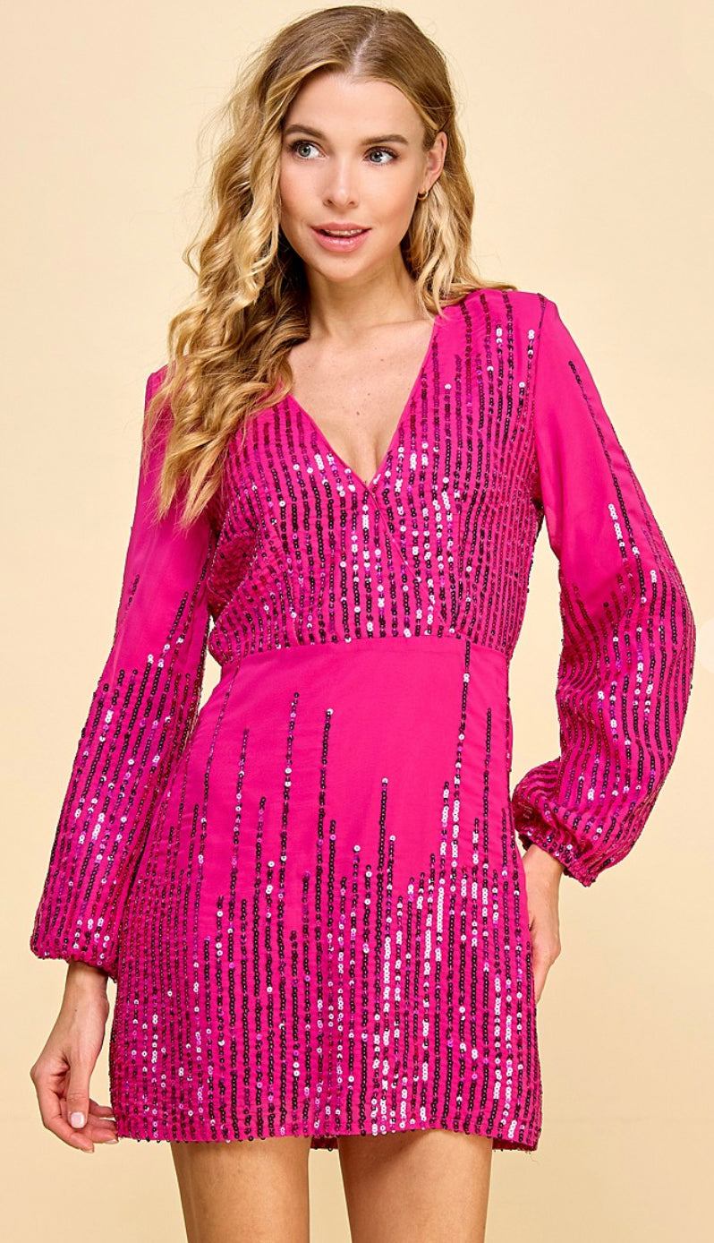Night To Remember Sequin Dress- Pink