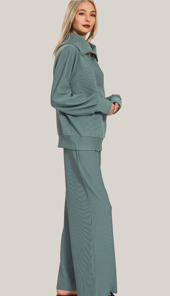 Cozy Today Half Zip Pullover & Pants Set- Ash Jade