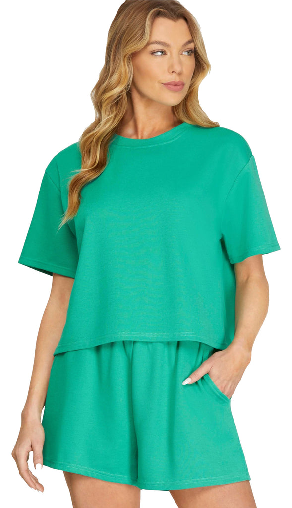 Clear On Comfort Knit Shorts- Jade