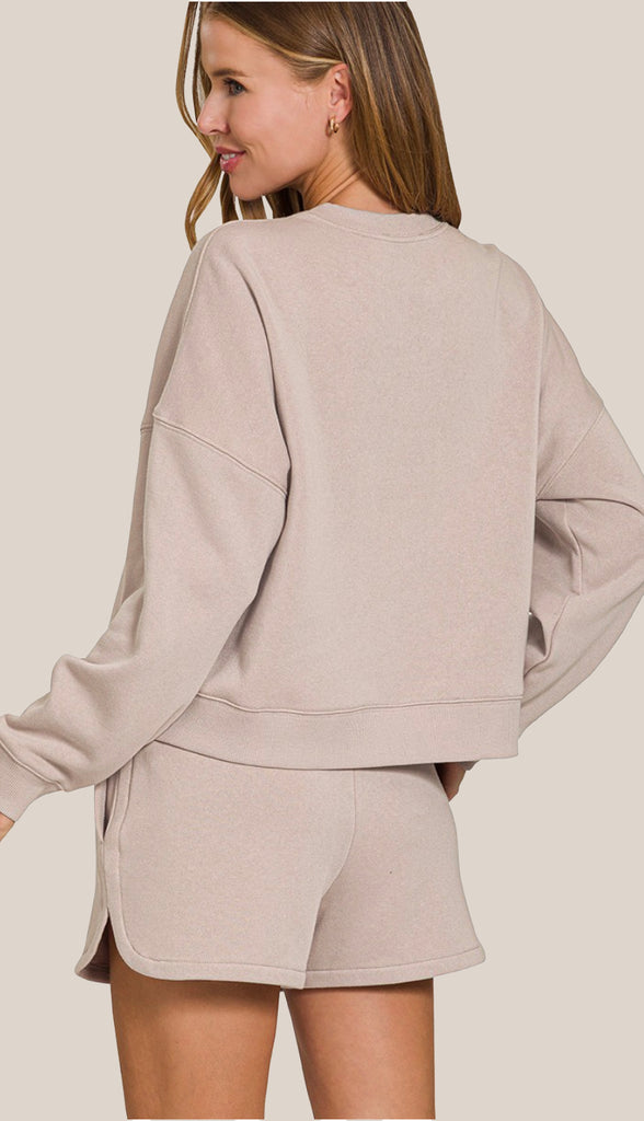 Taylor Fleece Sweatshirt & Short Set- Candy Pink