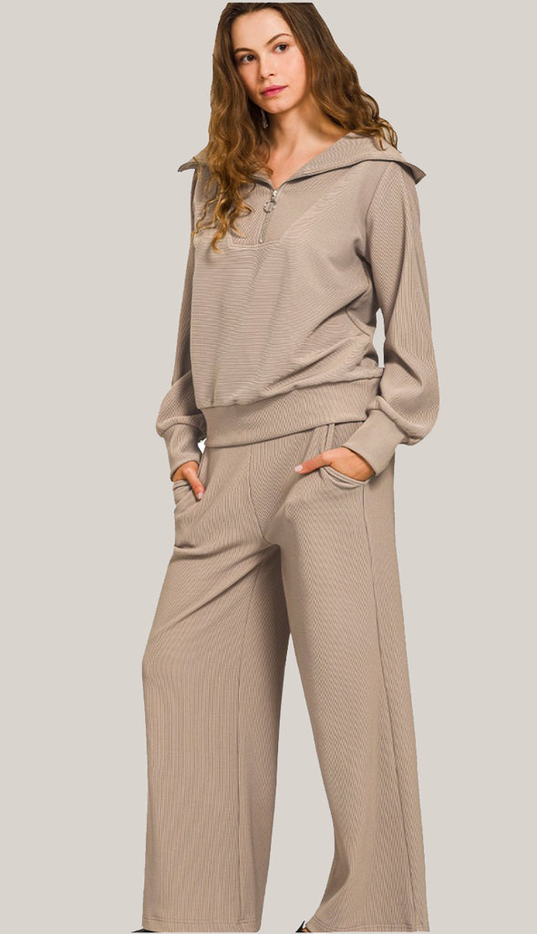 Cozy Today Half Zip Pullover & Pants Set- Ash Jade