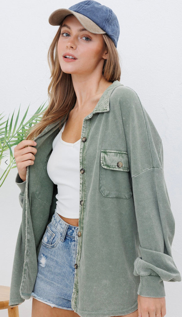 Running Errands Textured Lightweight Shacket