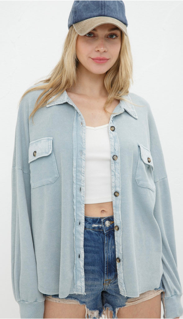 Running Errands Textured Lightweight Shacket