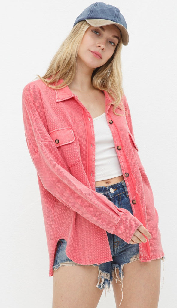 Running Errands Textured Lightweight Shacket