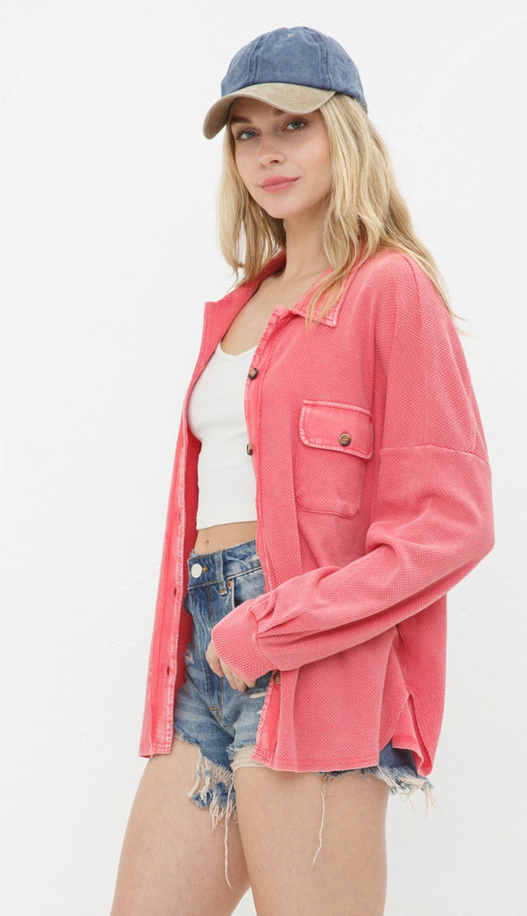 Running Errands Textured Lightweight Shacket