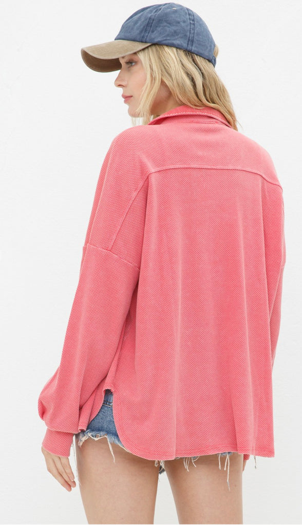 Running Errands Textured Lightweight Shacket